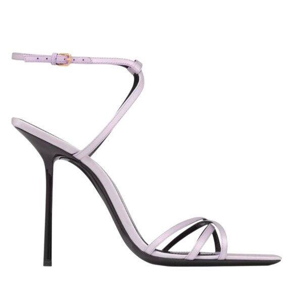 Saint Laurent Paris Satin Strappy Heels Light Lavender Black 36.5 EU - Picture 5 of 16